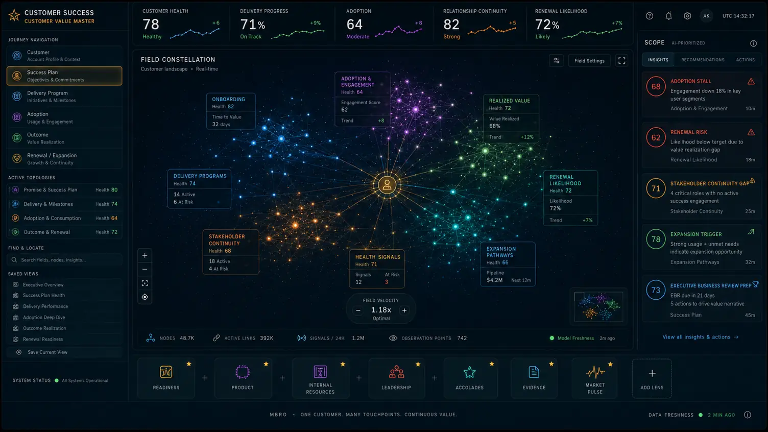 Customer success field interface